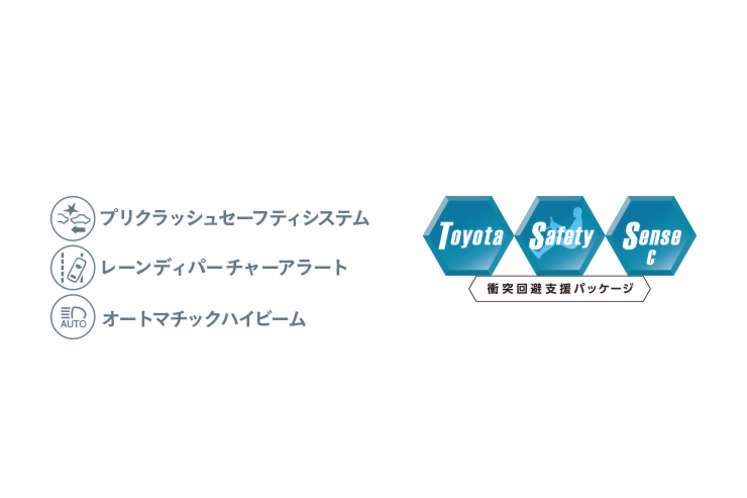 Toyota Safety Sense C 衝突回避支援パッケージ(プリクラッシュセーフティシステム、レーンディパーチャーアラート、オートマチックハイビーム)