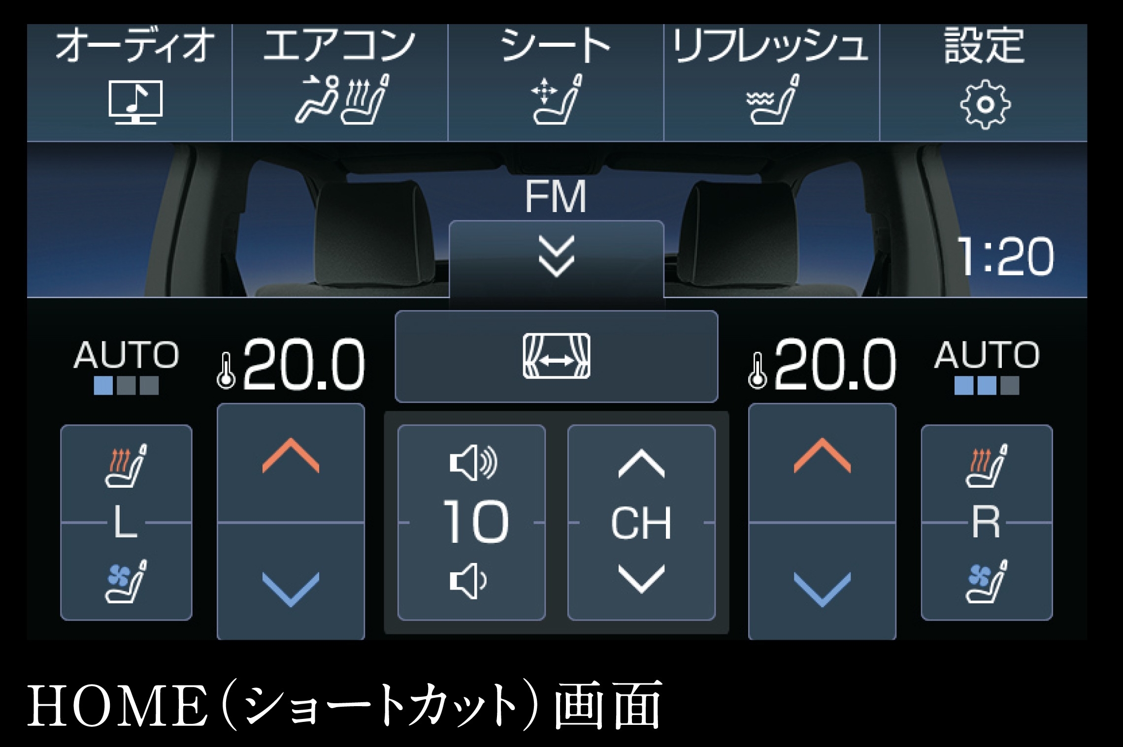 リアマルチオペレーションパネル画面